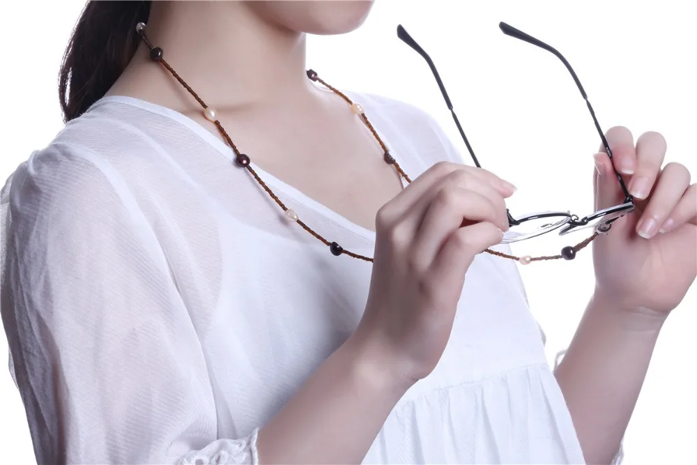 Новые Полезные коричневые очки с жемчугом ремешок держатель Веревка для