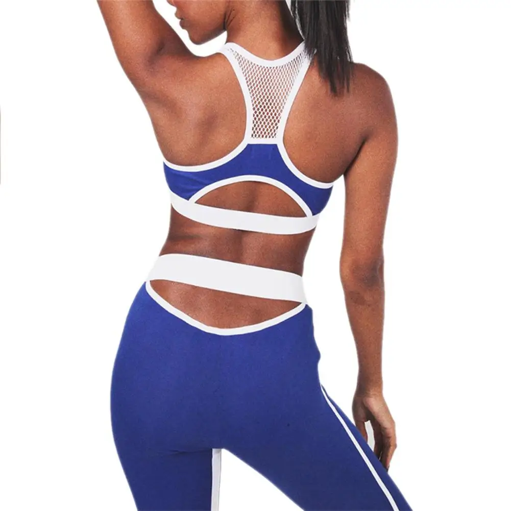 Solid color Women Yoga Set Splice Running Bra+Leggings Sports Suit Vintage Clothing Gym Tracksuit | Спорт и развлечения
