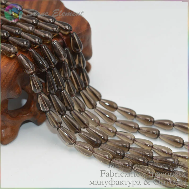 Grade A Quality Natural Smoky Quartz Smooth Teardrop / Tear Drop Beads 6x11/7x11/8x11mm | Украшения и аксессуары
