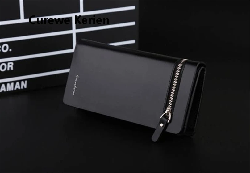 

Curewe Kerien Brand Portable Leather Men Zip Around Wallet Card Cash Receipt Holder Bifold Wallet Purse A30