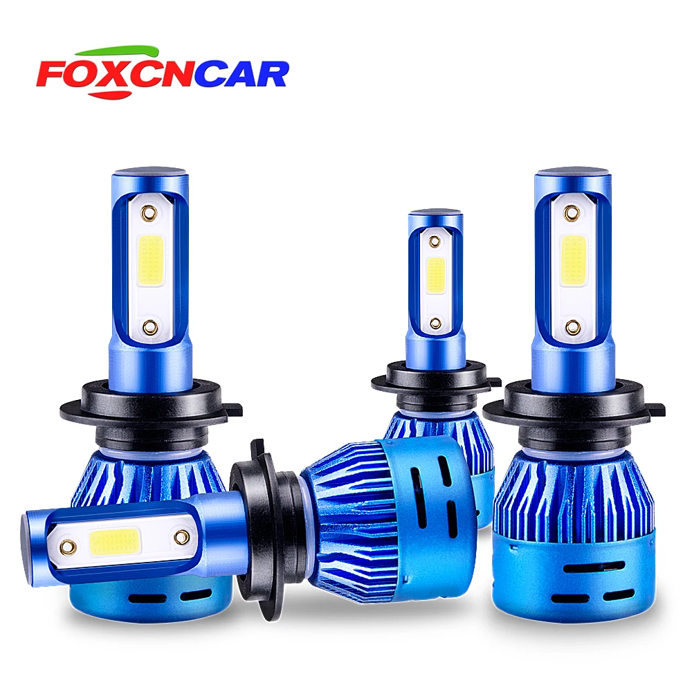 Foxcncar 2 шт. светодиодный H7 фар автомобиля H4 H11 H1 9005 HB3 9006 HB4 высокого луча ближнего