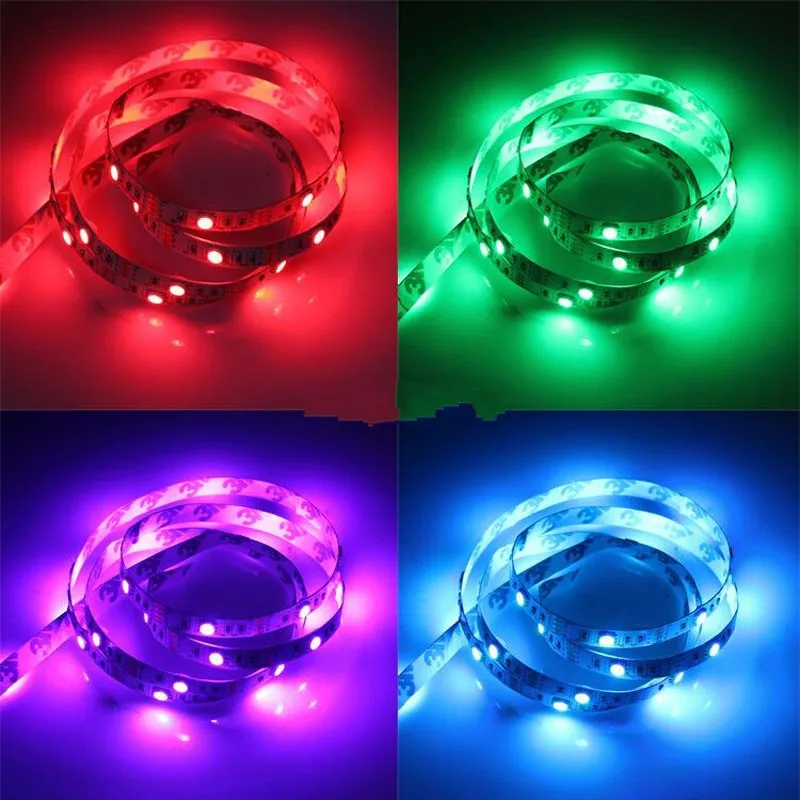 Светодиодная лента 12V 5M RGB SMD 3528 кабель питания лампа Рождественский стол Декор ТВ