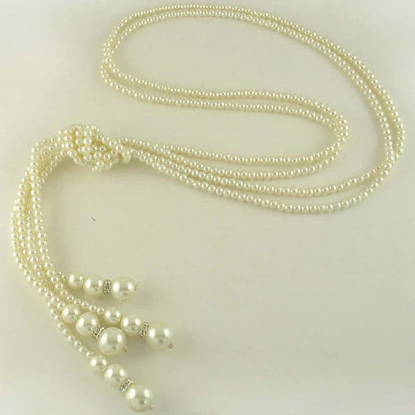 Женская двухслойная жемчужная цепочка-ожерелье идеально круглая жемчужина в