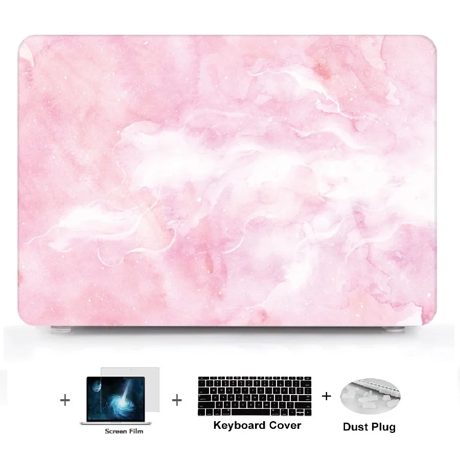 Жесткий чехол для ноутбука 4 в 1 с мраморным рисунком клавиатуры Macbook Air Pro Retina Touch Bar