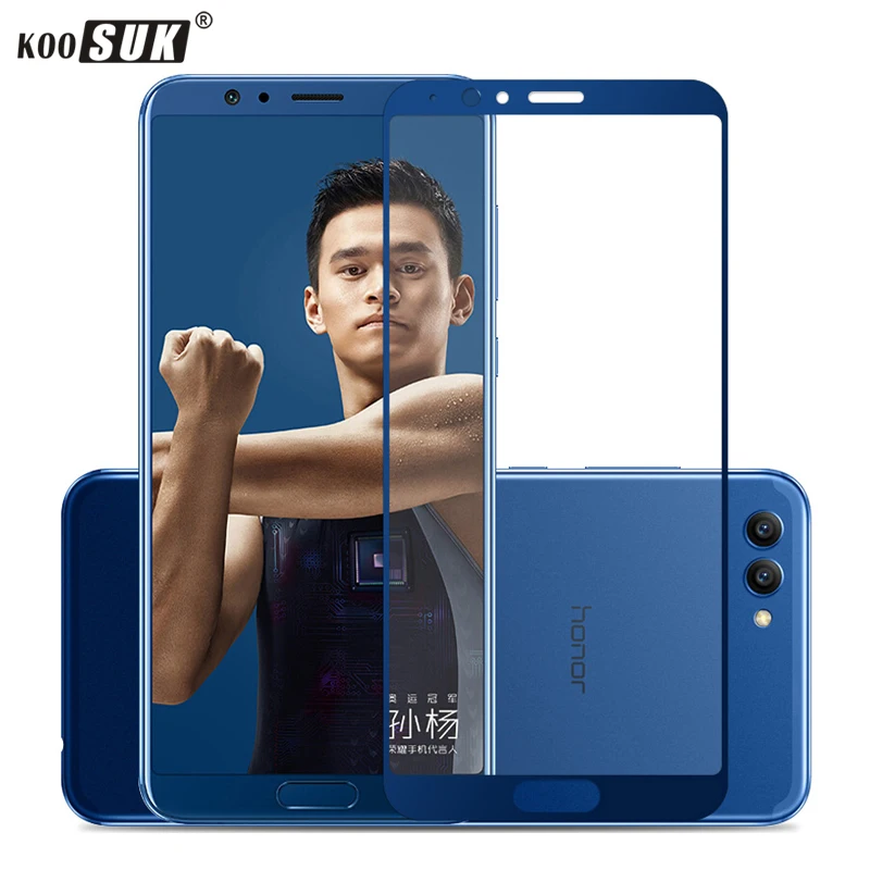 Huawei honor v10 стекло Koosuk защита экрана полное покрытие синяя черная Передняя пленка V