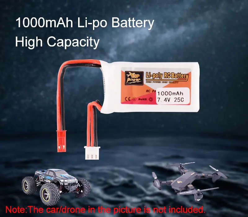 Литий-полимерный аккумулятор ZOP Power 7 4 В 1000 мАч 25C 2S JST разъем перезаряжаемая