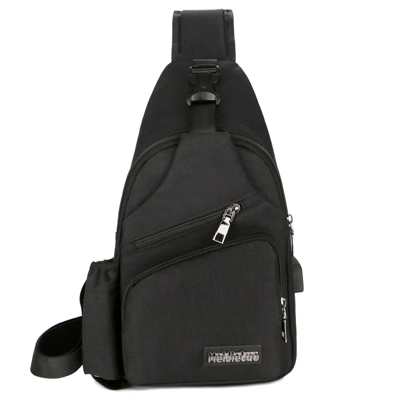 YLS 817 Black Мужская нагрудная сумка с боковым карманом для бутылки, Холщовая Сумка на плечо(интерфейс USB зарядка), большая сумка через плечо - Цвет: YLS 817 Black