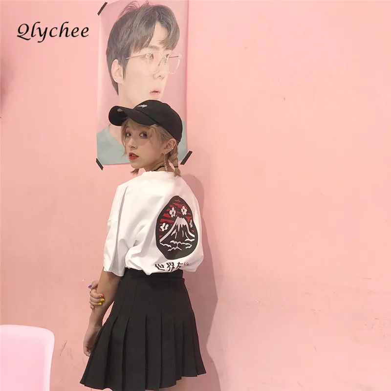 Qlychee уличной моды женские футболка Fuji японский принтом Повседневная Для женщин