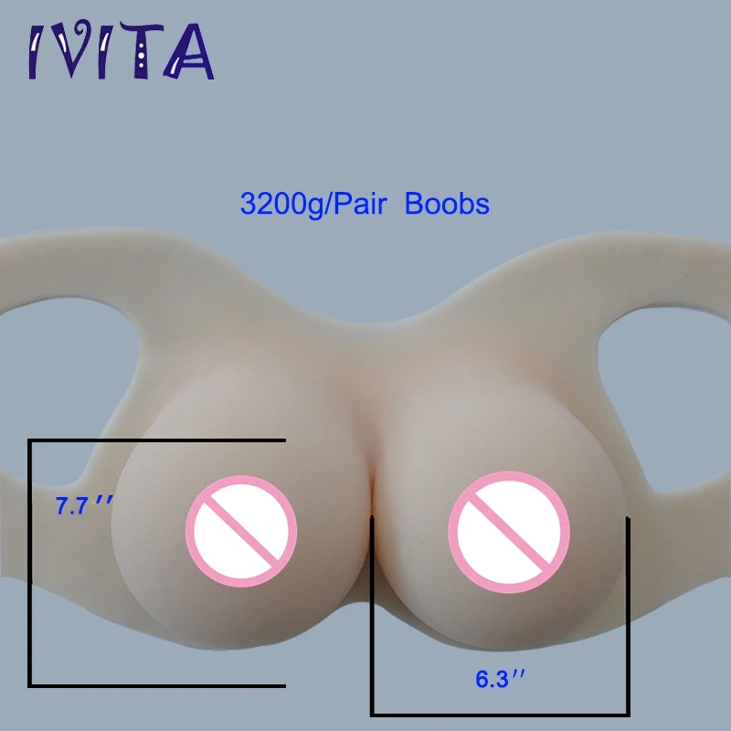 IVITA 3200 г белые силиконовые формы для груди искусственная грудь трансвеститов