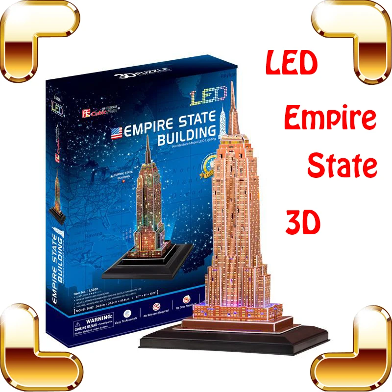 

New Year Gift Empire State Building 3D Puzzle Model Building LED High-rise Models DIY Handmade Education Toys Decoration Present