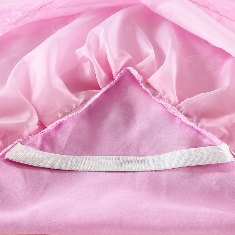 Розовая юбка-кровать из полиэстера 1 шт. кружевное постельное белье принцессы