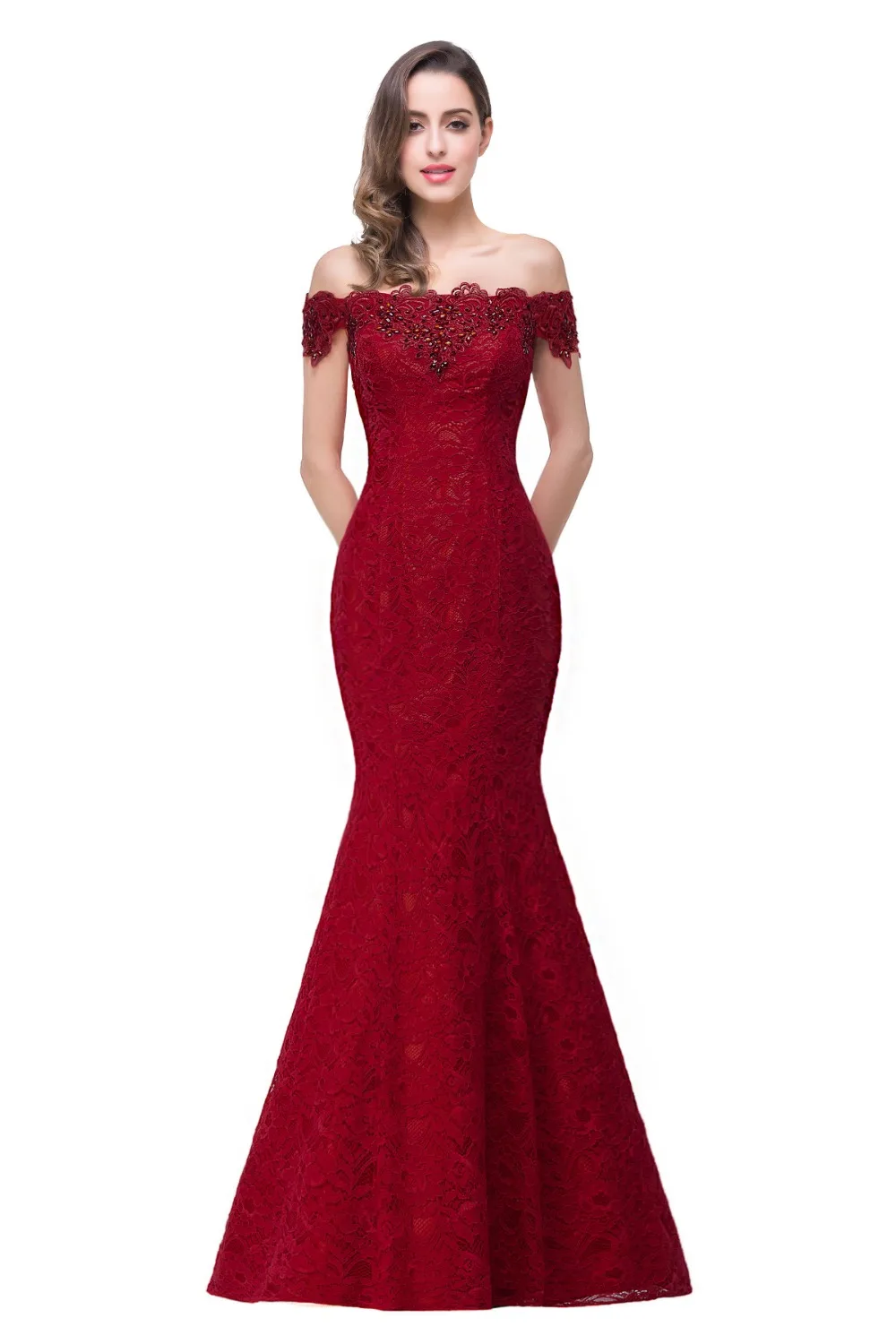 Vestido de festa longo Русалка из бисера размера плюс кружевные платья подружек невесты