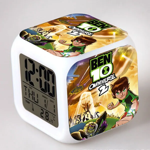 Цвет: желтый Ben 10 светодиодный будильник светящийся reloj despertador de cabeceira 7 цветов вспышка ночной Светильник цифровые часы - Цвет: Цвет: желтый