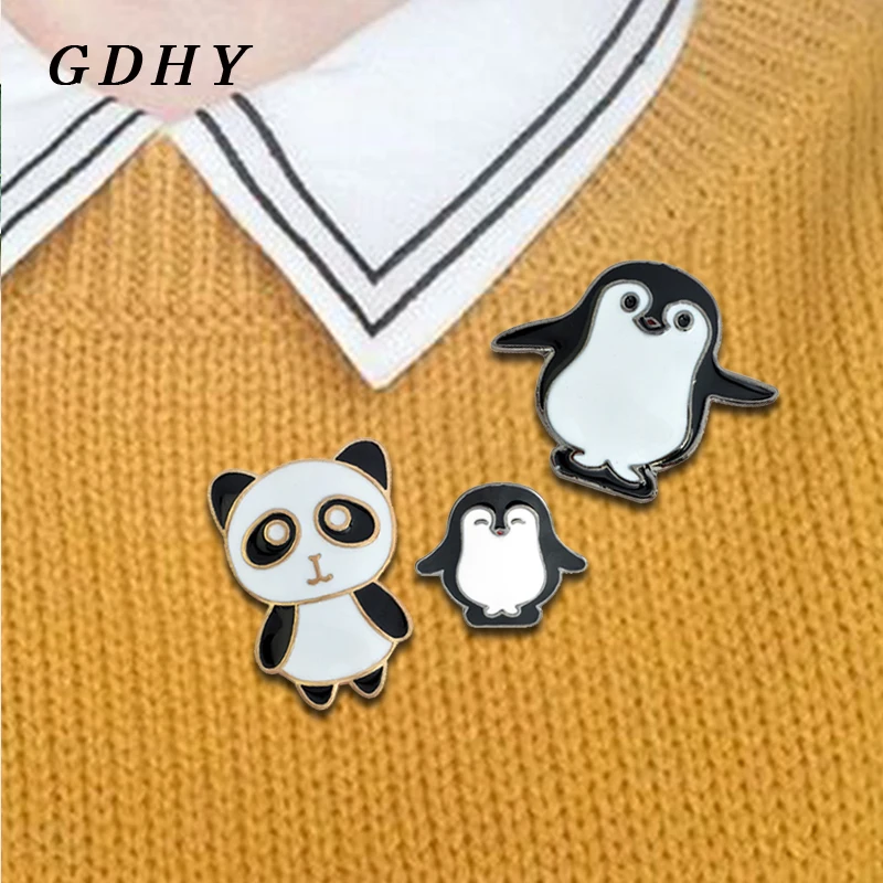 GDHY панда Броши Пингвин мультфильм Милая брошь I Love Mama Детские Семья эмалевая