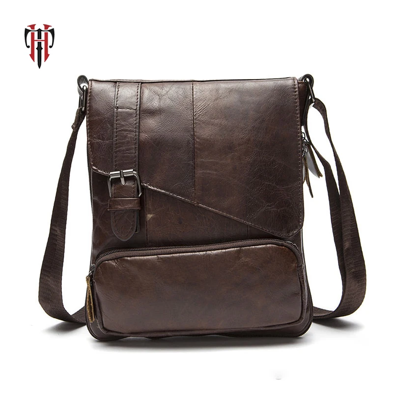 TIANHOO 2018 new Genuine leather man bag mini messenger bags cowwide crossbody shoulder fack designer totes |