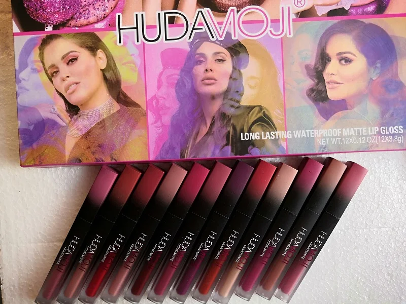 Бесплатная доставка новейший макияж HUDAMOJI матовый блеск для губ Набор