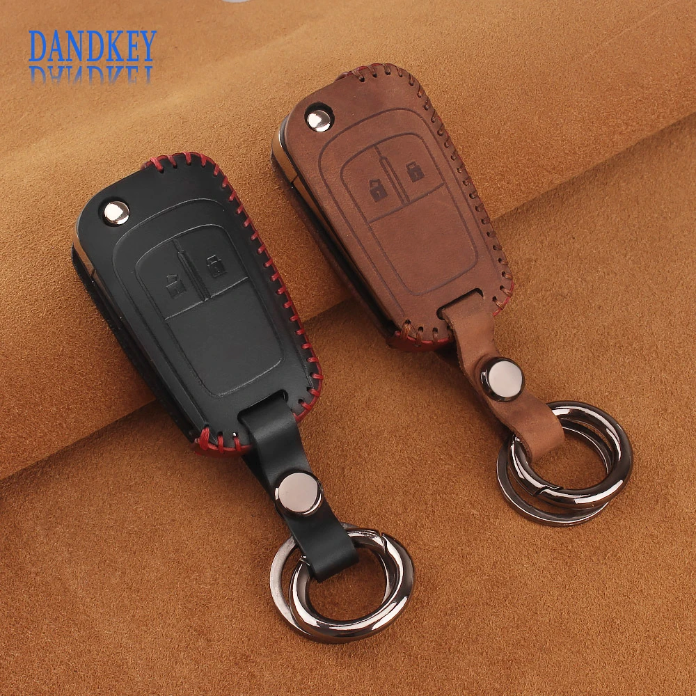 Кожаный чехол для ключей Dandkey 2 кнопки Chevrolet Cruze Spark Onix silverado Volt Camaro Opel Astra Corsa Meriva