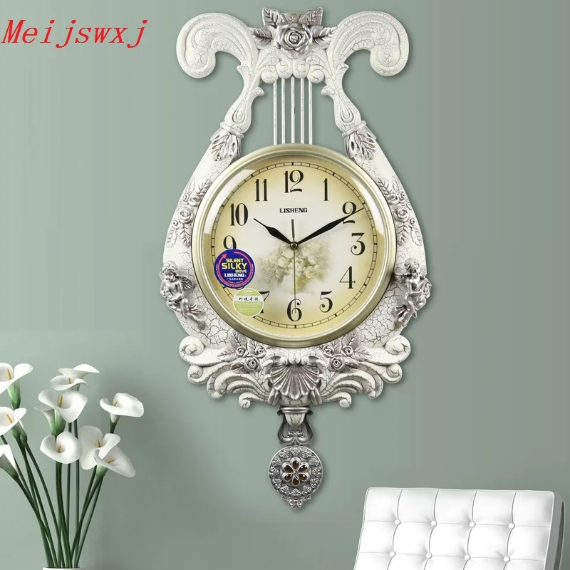 Meijswxj большие настенные часы Saat Reloj Relogio де parede обои Saati Horloge Murale гостиной часы|wall clock