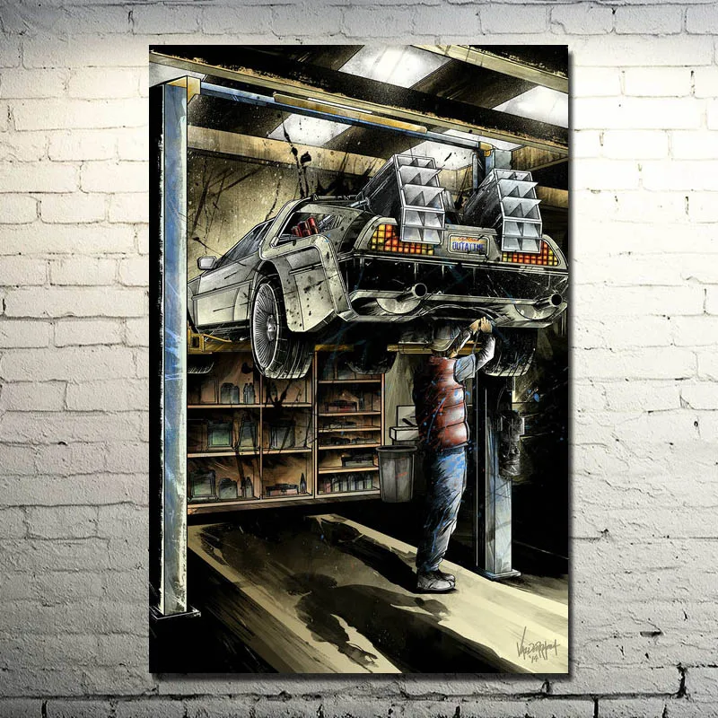 

Back To The Future Car DeLorean DMC-12 Movie Fan Art POSTER 13x20 24x36 Inch