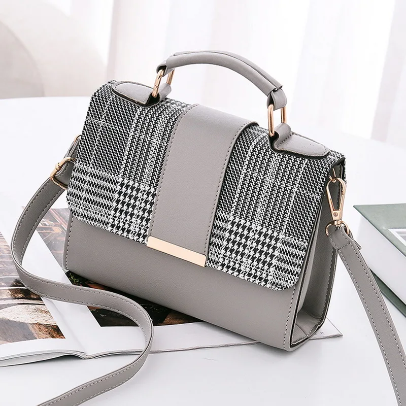 Grey plaid Сумки-мессенджеры с верхней ручкой, летние женские Модные Сумки из искусственной кожи на плечо, маленькие сумки через плечо с клапаном - Цвет: Grey plaid