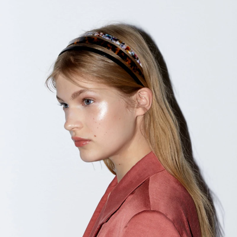 3 шт./компл. Хит ZA полимерный обруч для волос акриловый Леопардовый ободок черный