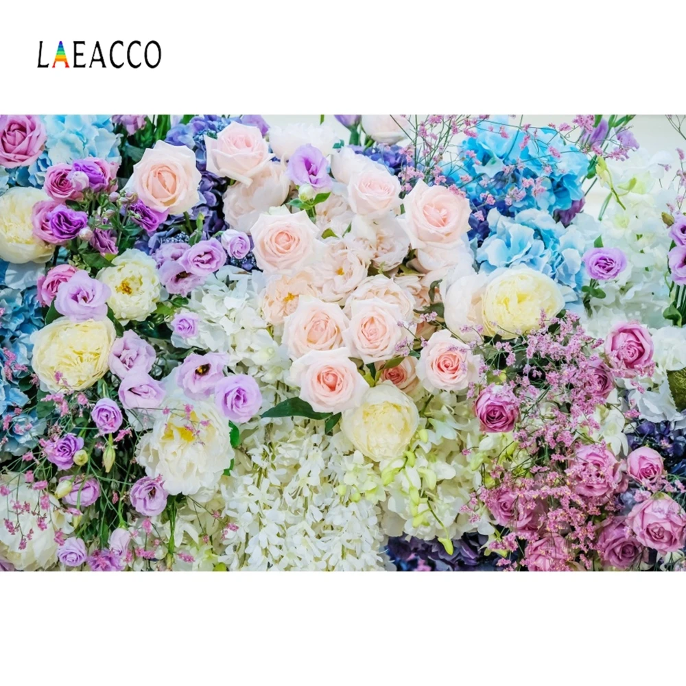 Laeacco Розовые Желтые чистые цветы Свадебные Декорации для фотосъемки