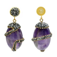 natural amethys drop earrings luxury statement earrings for women 2019 fashion woman girl party wedding jewelry trendy