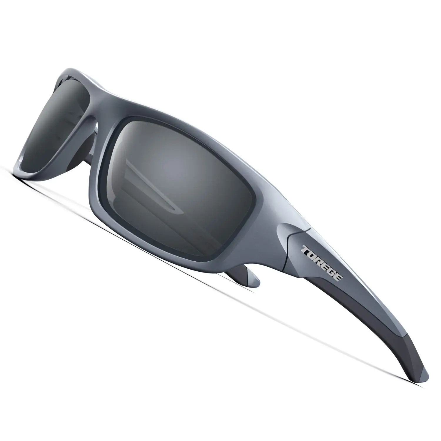 

TOREGE Polarized Sports Sunglasses for Men Women Cycling Running Fishing Golf TR90 UV400 Unbreakable Upgrade Frame TR011 - Grey