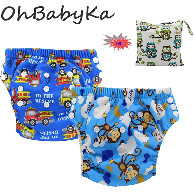 XLK0103 2 шт./упак. ohbabyk Детские тренировочные брюки reussble ткань пеленки Подгузники Водонепроницаемый Регулируемый горшок тренинг штаны с 1 сумка для подгузников - Цвет: XLK0103