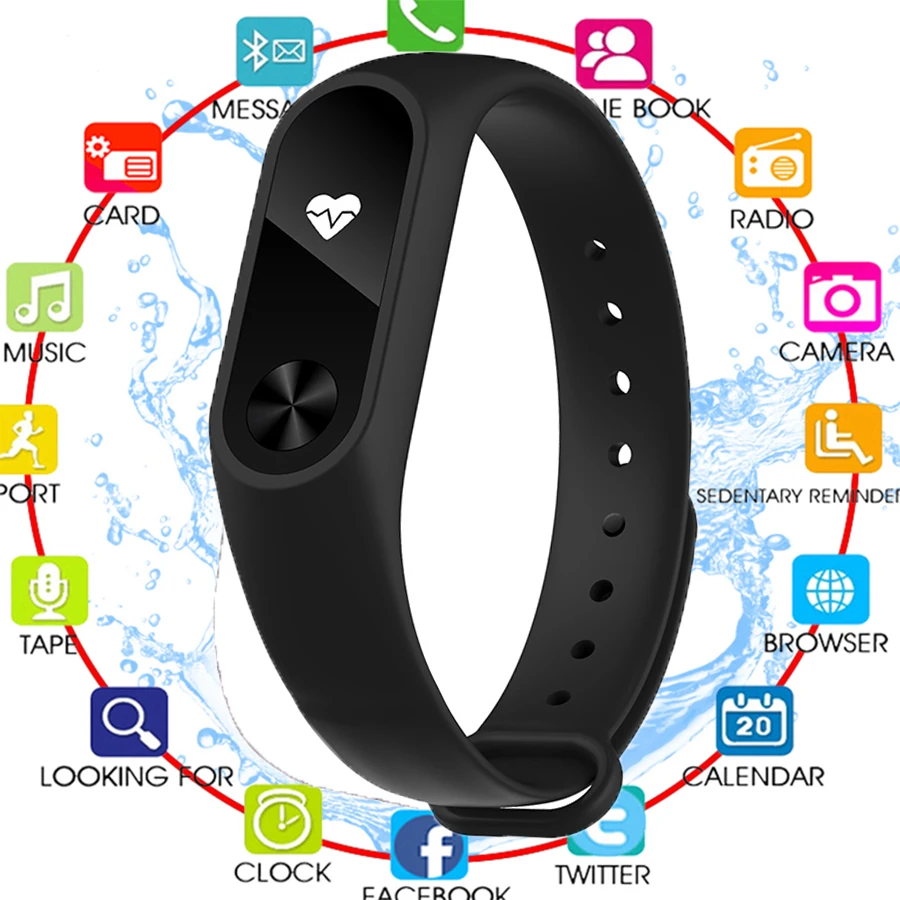 Smartbracelet M2 для Android IOS Фитнес браслет приборы измерения артериального давления