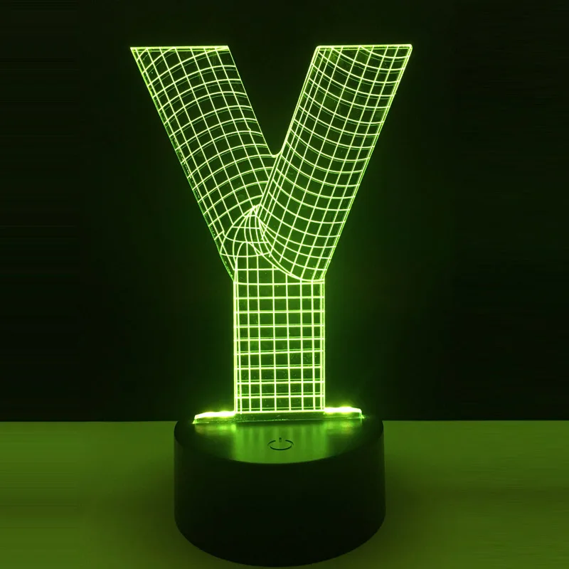 Креативный дизайн Современная 3D лампа Алфавит буквы Y RGB разноцветный фонарик
