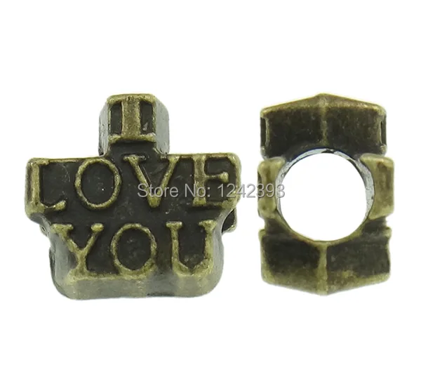 Free shipping!!!Zinc Alloy European Beads Whole sale Letter antique bronze color plated with letter pattern & without troll | Украшения