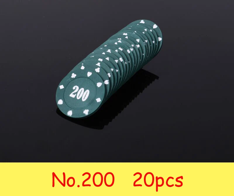 20pcs No.200 Texas Hold'em покерные фишки набор портативный азартные настольные игры ужин вечерние игры - Цвет: 20pcs No.200