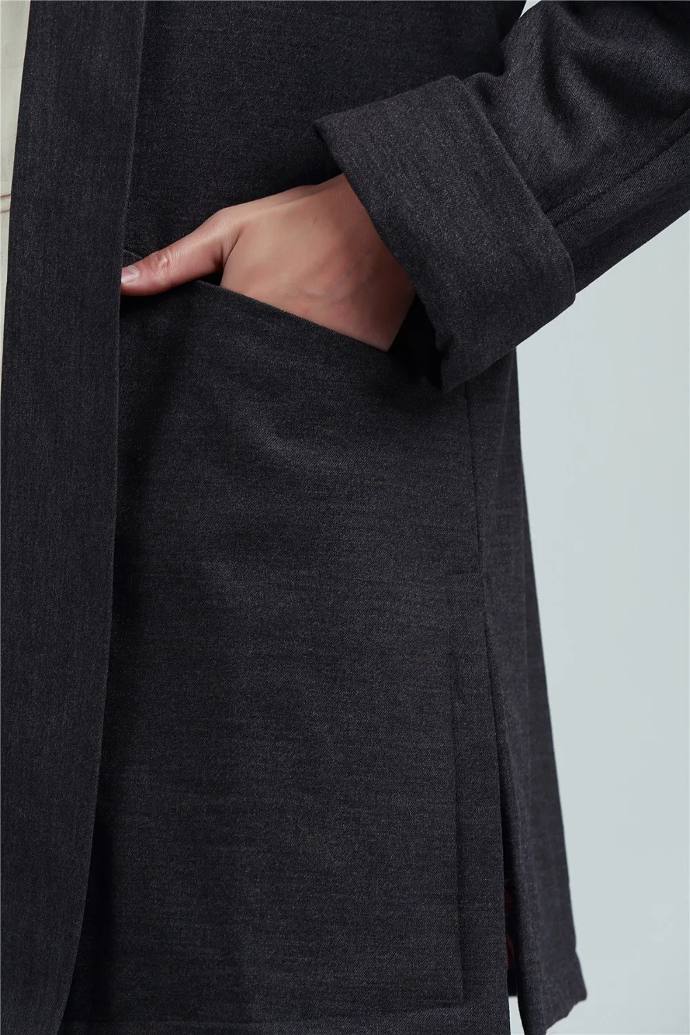 

Shanghai Story Men's Long Coat Chinese style single Breasted Trench Coat Solid Long Mens Trench Coat Blend Woolen Chinese Top