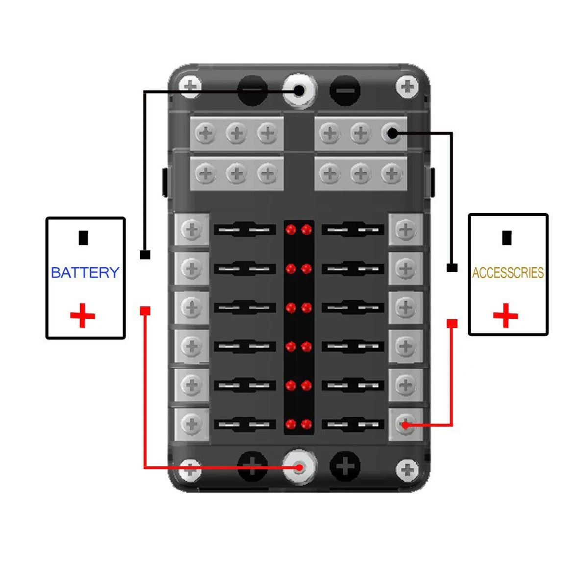 12V 32V Пластик крышка Держатель плавкого предохранителя M5 серьги-гвоздики с Светодиодный индикатор светильник 12 способов лезвие для сборных шин автомобильный комплект для Авто Лодка