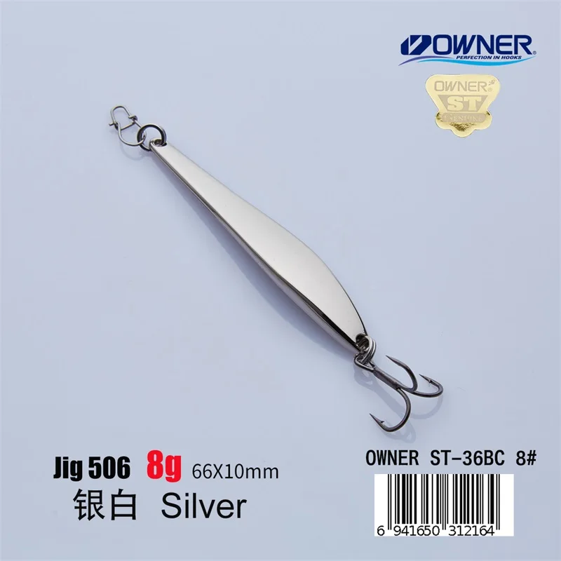 Silver 8g APADA джиггинг 506 язык 8 г владелец тройной крючок 66 мм перо Многоцветный Металлический цинковый сплав рыболовные приманки - Цвет: Silver 8g