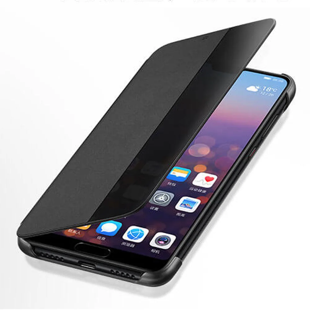 Leanonus из искусственной кожи + жесткий чехол Clear View смарт-чехол для huawei P20 P30 Pro