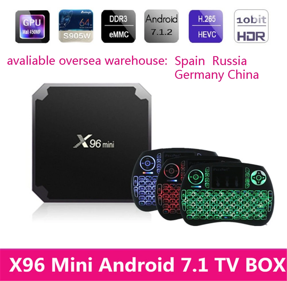 ТВ приставка X96 mini на Android 7 1 2 Гб + 16 ГБ четырехъядерный процессор Amlogic S905W поддержка