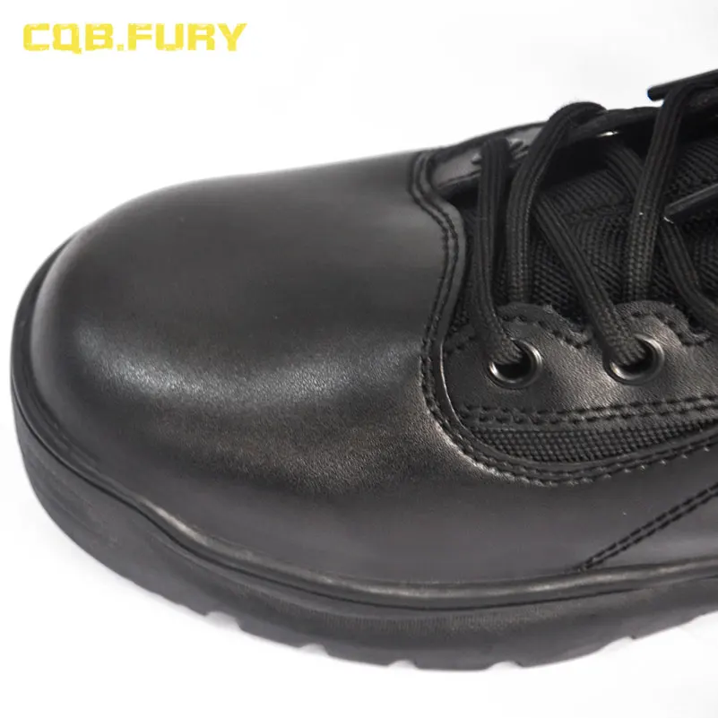 Тактические мужские ботинки CQB.FURY черные до лодыжки армейские однотонная кожаная