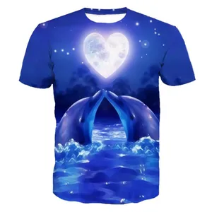 Футболка SOSHIRL с 3d-дельфином, Мужская футболка с коротким рукавом, модные летние футболки в стиле Харадзюку, милые топы с животными, крутые топы для океанских пар