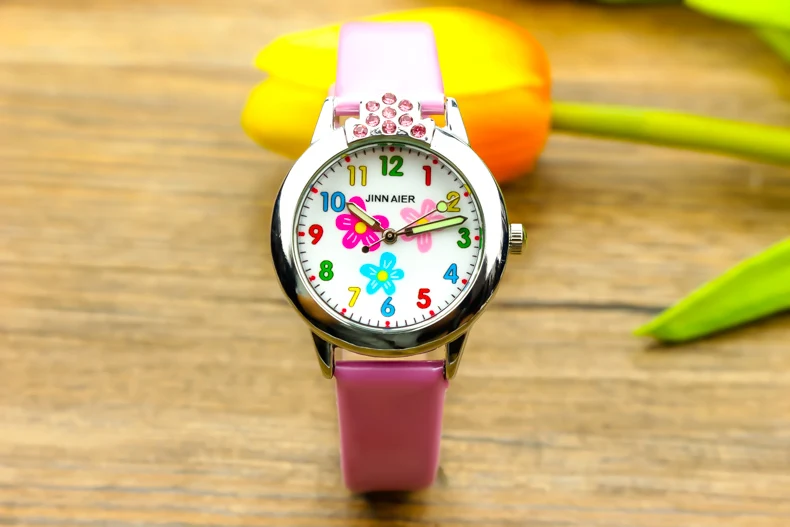 crystal pink Nazeyt новые маленькие мальчики и девочки прекрасный цветок циферблат с кристаллами кварцевые часы дети кожа с бриллиантом лучший подарок часы - Цвет: crystal pink