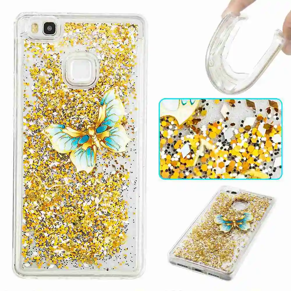 Для Huawei P8 Lite модные динамический блеск 3D Pailletted песок красочные зыбучие пески
