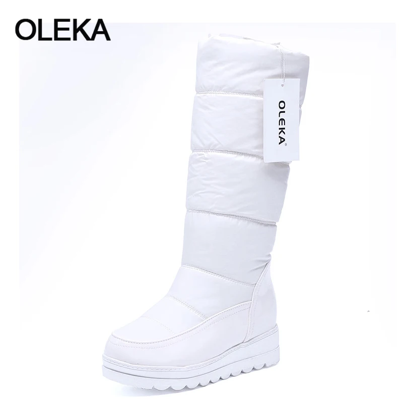 Oleka плюс Размеры Новый 2017 Модные женские ботинки Утепленная одежда низкие зимние