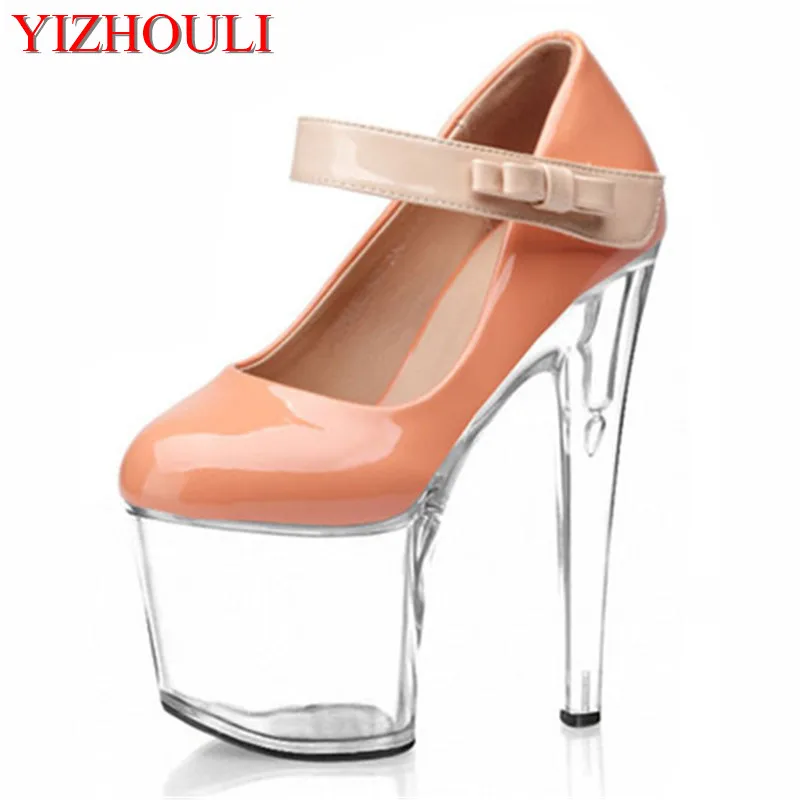 A transparent waterproof platform with a 15-17-20cm heel, high heels, and a new sexy nightclub high heels for the Dance Shoes