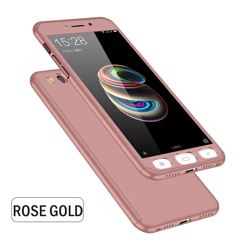 Роскошный 360 Полный чехол для телефона Xiaomi Redmi Note 5 5A Защитная крышка для экрана для Xiaomi Redmi 4X 4A Note 5 Plus чехол стекло - Цвет: Розовый