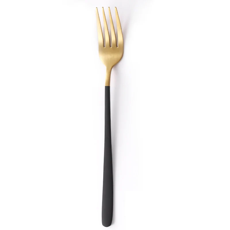 black gold fork JueQi Корейская посуда набор столовых приборов ужин S poon набор вилок 18/8 нержавеющая сталь Западный золотой набор посуды - Цвет: black gold fork