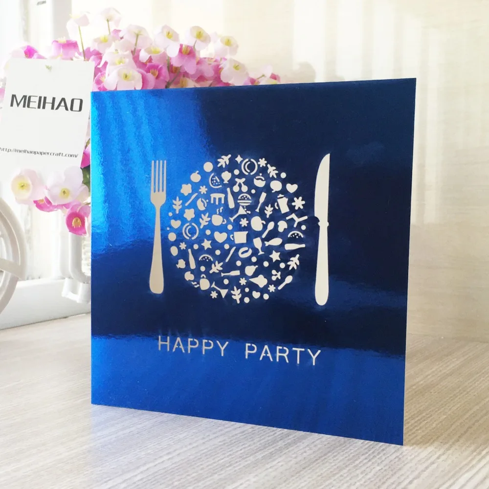 

35pcs Laser cut Shimmer Paper Happy Birthday Party Invite Card Event Party Supplies wedding invitation card Dinner Invite card