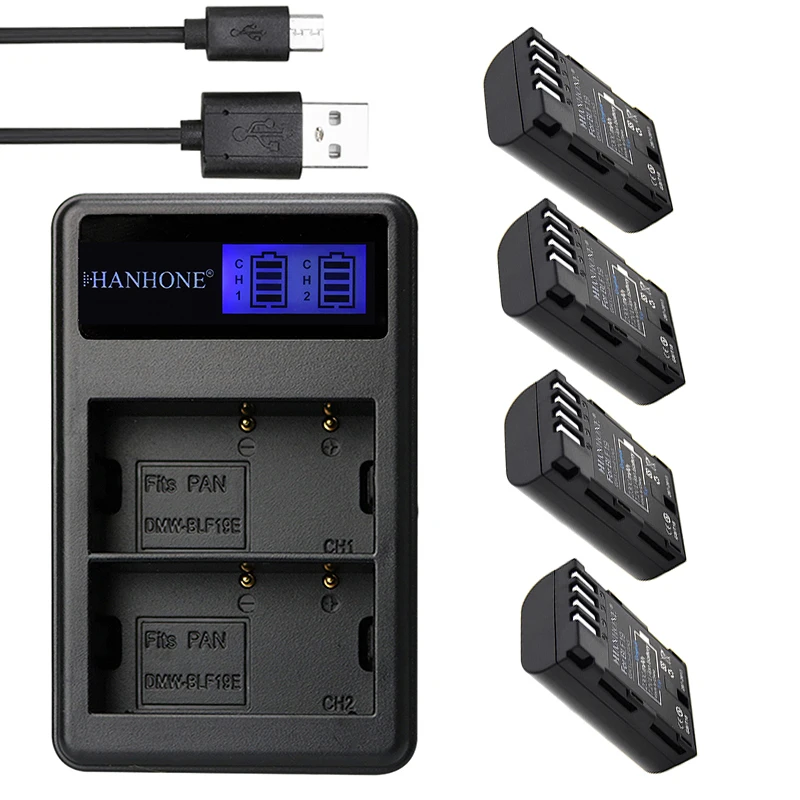 Топ 4 шт. 2300 мАч DMW BLF19 литий ионный аккумулятор + ЖК зарядное устройство USB для