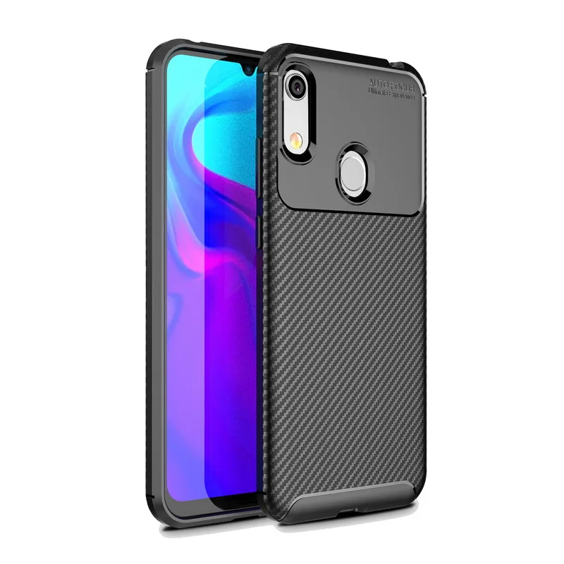 Чехол для huawei Honor 8A чехол волокно Тонкий силиконовый мягкий ТПУ телефон Капа принципиально Fundas для мужчин мужской - Цвет: Черный