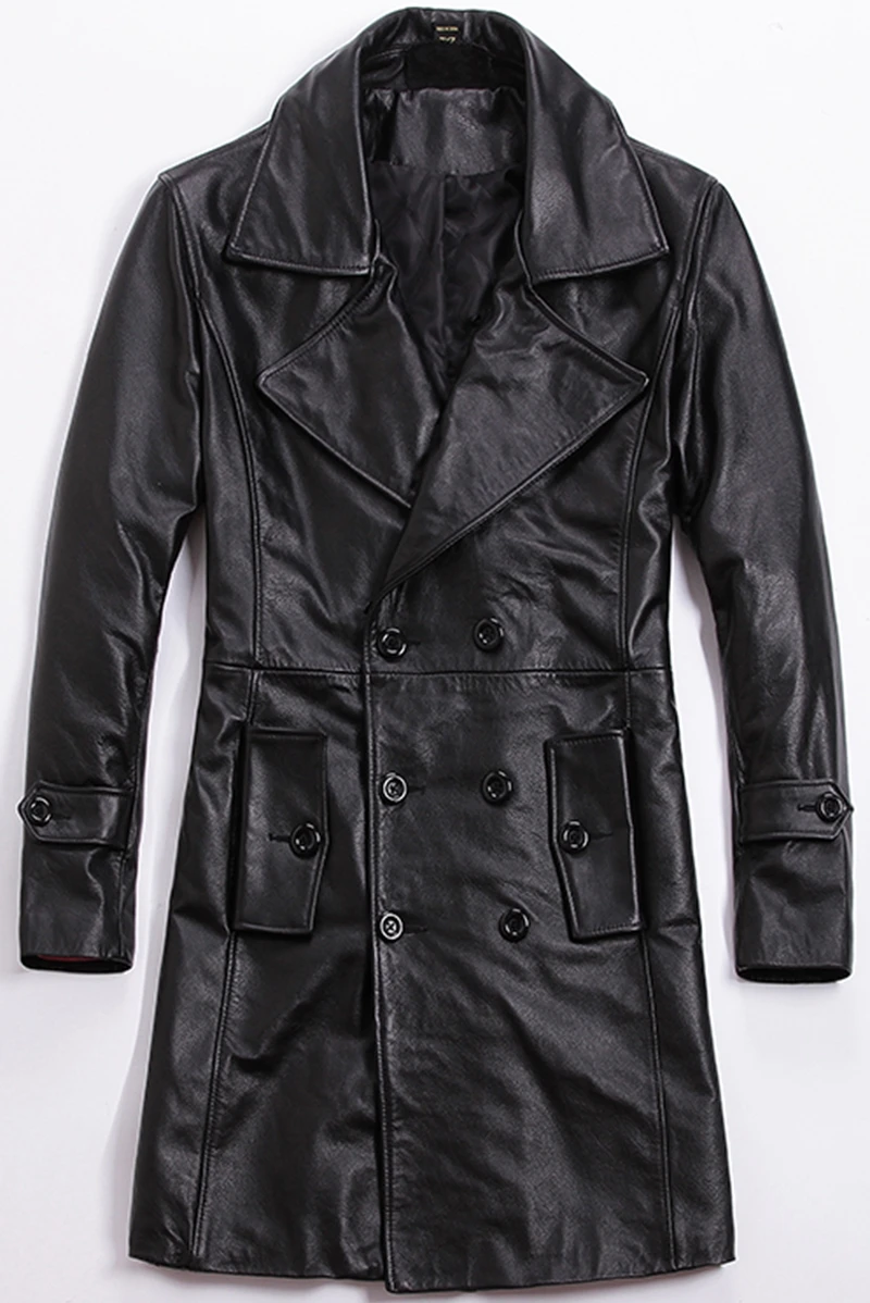 

Free shipping.winter plus size,Russian size 58.Brand casual men warm cowhide Jacket,men's genuine Leather long coat.quality